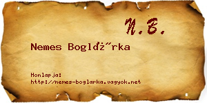 Nemes Boglárka névjegykártya